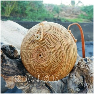 around circle handbags ethnic unique style full handmade hand woven rattan